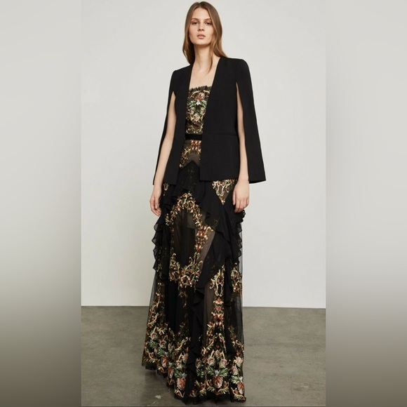 ✨STUNNING✨Tiered ruffled embroidered BCBG MAX AZARIA GOWN DRESS - Picture 3 of 13